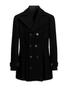 Trussardi Man Coat Black Size 42 Virgin Wool, Viscose