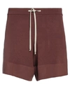 Rick Owens Man Shorts & Bermuda Shorts Cocoa Size Xl Virgin Wool, Polyamide, Elastane In Brown