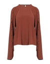 Erika Cavallini Woman Top Brown Size 2 Acetate, Silk In Brown