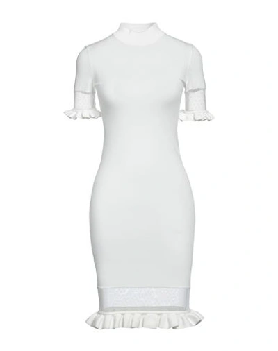 Cavalli Class Woman Mini Dress White Size L Viscose, Polyester, Polyamide