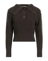 Sandro Woman Sweater Dark Brown Size 4 Wool, Polyamide In Brown