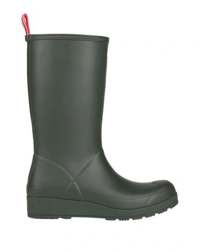 Hunter Woman Knee Boots Dark Green Size 6 Rubber In Green
