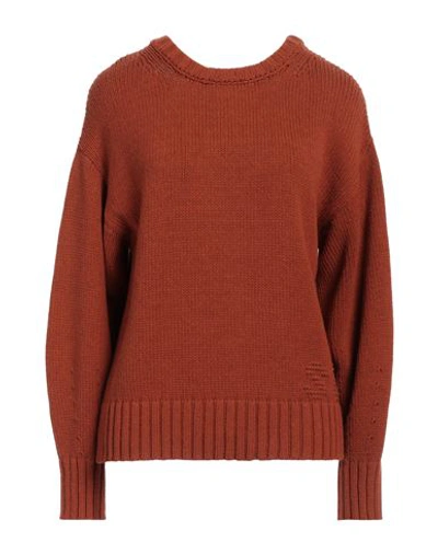 Semicouture Woman Sweater Rust Size L Cashmere, Polyamide In Red