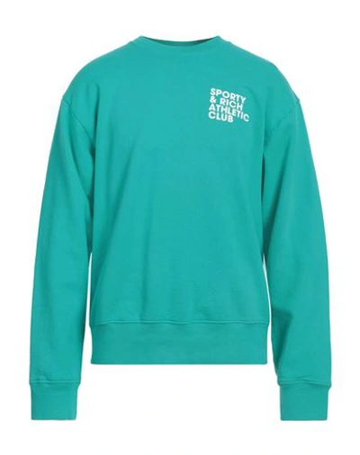Sporty And Rich Sporty & Rich Man Sweatshirt Turquoise Size Xl Cotton In Blue