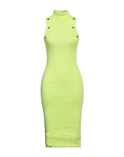 Mangano Woman Midi Dress Acid Green Size 8 Cotton