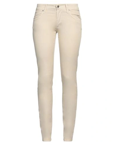 People (+)  Woman Pants Beige Size 26 Cotton, Elastane