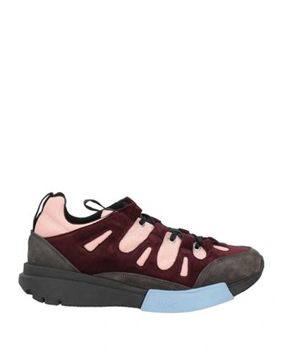 Oamc Man Sneakers Plum Size 9 Soft Leather, Textile Fibers In Purple