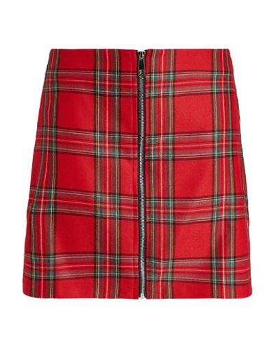 8 By Yoox Zip-front Check Mini Skirt Woman Mini Skirt Red Size 10 Wool, Polyamide