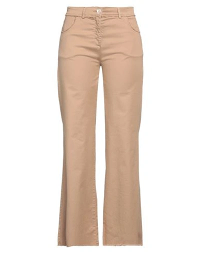 Zhelda Woman Pants Beige Size 2 Cotton, Elastane