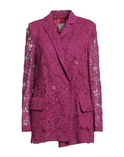 Pinko Woman Blazer Mauve Size 8 Cotton, Elastane In Purple