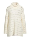 Alpha Studio Woman Turtleneck Cream Size 10 Wool, Recycled Polyamide In White