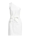 White Wise Woman Mini Dress White Size 2 Cotton, Elastane