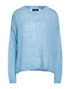 Vanessa Scott Woman Sweater Sky Blue Size Onesize Acrylic, Polyamide, Mohair Wool