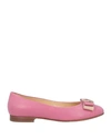 A.testoni Testoni Woman Ballet Flats Magenta Size 7.5 Soft Leather In Magenta