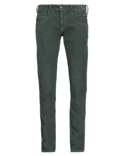 Replay Man Pants Dark Green Size 28w-32l Cotton, Elastane