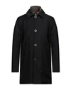 Paltò Man Coat Black Size 46 Polyester, Viscose In Blue