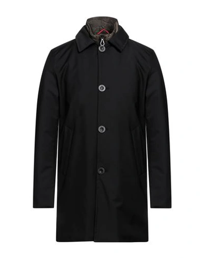 Paltò Man Coat Black Size 46 Polyester, Viscose In Blue