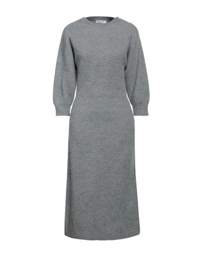 Fabiana Filippi Woman Midi Dress Light Grey Size 10 Wool, Alpaca Wool, Polyamide, Silk, Cashmere