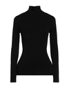 Dondup Woman Turtleneck Black Size 8 Viscose, Polyester In Black