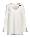 Simona Corsellini Woman Top White Size 8 Polyester, Viscose, Cotton, Elastane