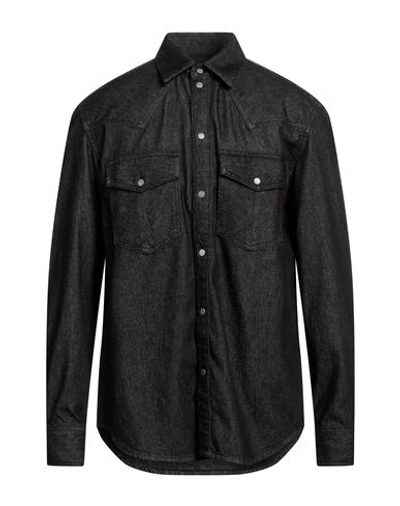 Diesel Man Denim Shirt Black Size L Cotton