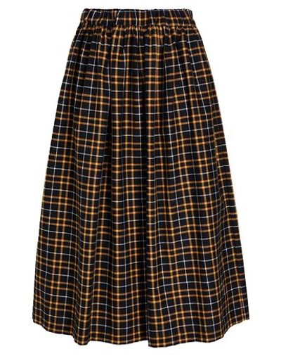 8 By Yoox Check Midi Skirt Woman Midi Skirt Black Size 12 Cotton