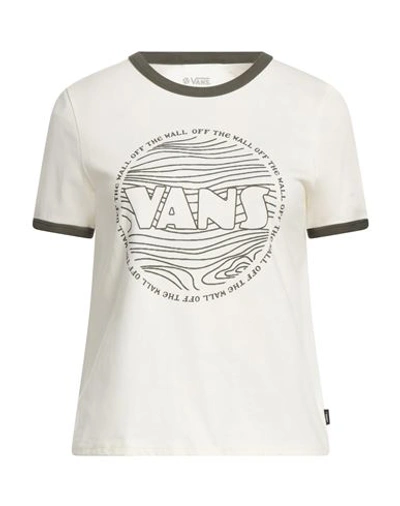 Vans Woman T-shirt Ivory Size L Cotton In White