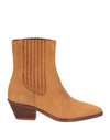 ZADIG & VOLTAIRE ZADIG & VOLTAIRE WOMAN ANKLE BOOTS CAMEL SIZE 8 LEATHER