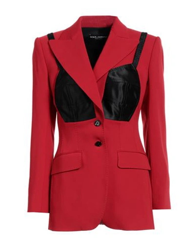 Dolce & Gabbana Woman Blazer Red Size 6 Virgin Wool, Polyamide, Silk, Elastane