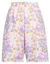 Plan C Woman Shorts & Bermuda Shorts Lilac Size 6 Polyester In Purple
