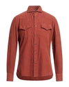Brunello Cucinelli Man Shirt Brick Red Size Xxl Cotton