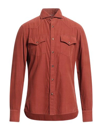 Brunello Cucinelli Man Shirt Brick Red Size Xxl Cotton