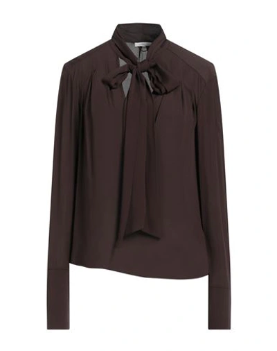 Patrizia Pepe Woman Blouse Dark Brown Size 6 Viscose In Brown