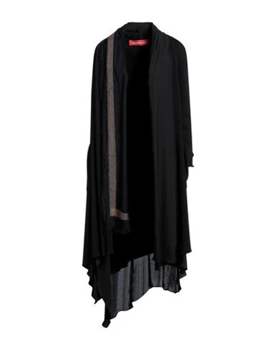 Virginia Bizzi Woman Overcoat & Trench Coat Black Size 6 Wool, Nylon, Modal, Virgin Wool, Polyester