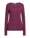 Cashmere Company Woman Cardigan Mauve Size 12 Wool, Alpaca Wool In Purple