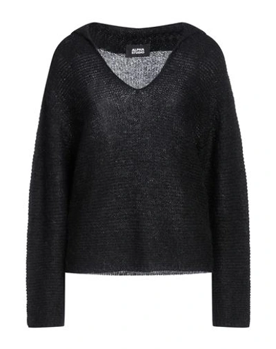 Alpha Studio Woman Sweater Black Size 8 Polyamide, Mohair Wool, Wool