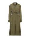 Jucca Woman Midi Dress Military Green Size 6 Acetate, Silk