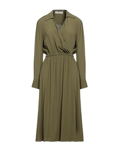 Jucca Woman Midi Dress Military Green Size 10 Acetate, Silk