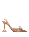 Amina Muaddi Woman Pumps Camel Size 7 Pvc - Polyvinyl Chloride In Beige