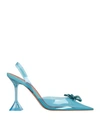 Amina Muaddi Woman Pumps Turquoise Size 11 Pvc - Polyvinyl Chloride In Blue