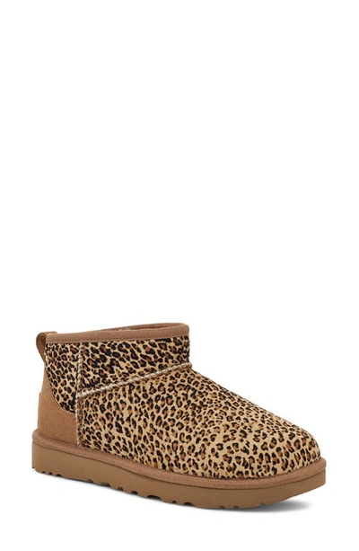Ugg Ultra Animal-print Classic Booties In Chestnut