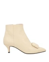 Cheville Woman Ankle Boots Cream Size 10 Calfskin In White