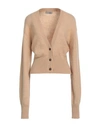 Laneus Woman Cardigan Beige Size 8 Cashmere, Silk, Polyester