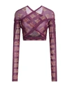 Knwls Print Mesh Cropped Top In Red