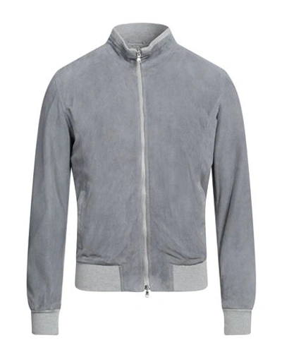 Barba Napoli Man Jacket Light Grey Size 46 Soft Leather