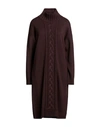Le Tricot Perugia Woman Short Dress Cocoa Size L Virgin Wool, Silk, Cashmere In Brown