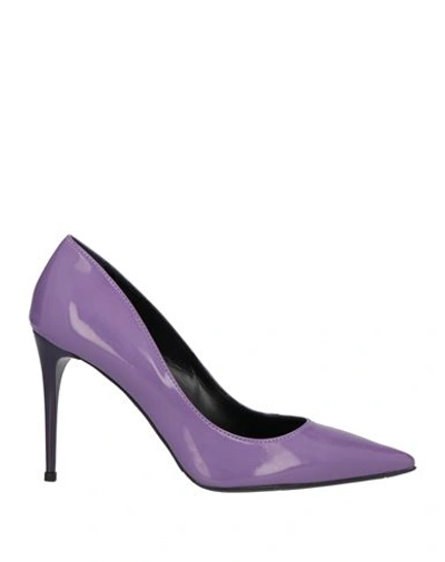 Bruglia Woman Pumps Purple Size 11 Soft Leather