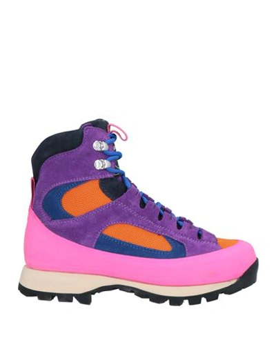 Diemme Woman Ankle Boots Fuchsia Size 6 Soft Leather, Textile Fibers In Purple