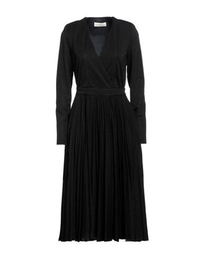 Corte Dei Gonzaga Woman Midi Dress Black Size 8 Viscose, Polyester, Polyamide, Elastane