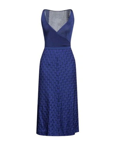 Missoni Woman Midi Dress Blue Size 6 Wool, Viscose